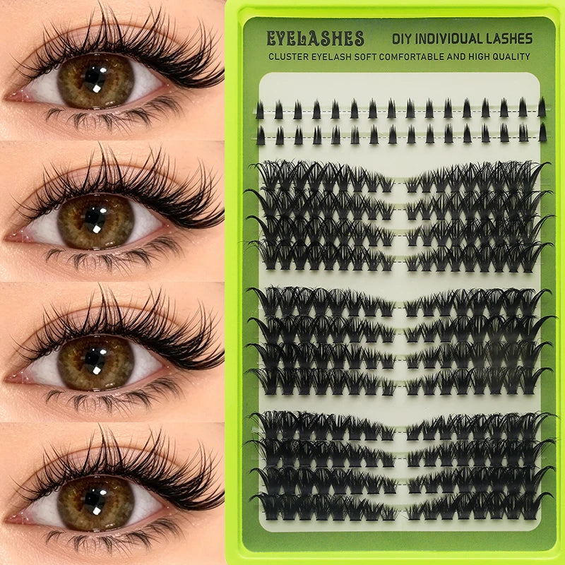 14 Rows Individual Cluster DIY Lash Extensions Natural Thin Wispy Bottom Lashes Mega Volume Thick Segmented Lash Clusters Mixed