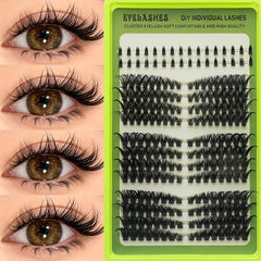 14 Rows Individual Cluster DIY Lash Extensions Natural Thin Wispy Bottom Lashes Mega Volume Thick Segmented Lash Clusters Mixed