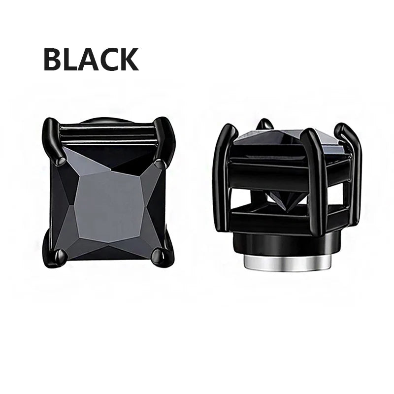 1Pair Magnetic Stud Earring Fake Piercing Crystal Clip Earrings For Women Men Punk Zir close-up view