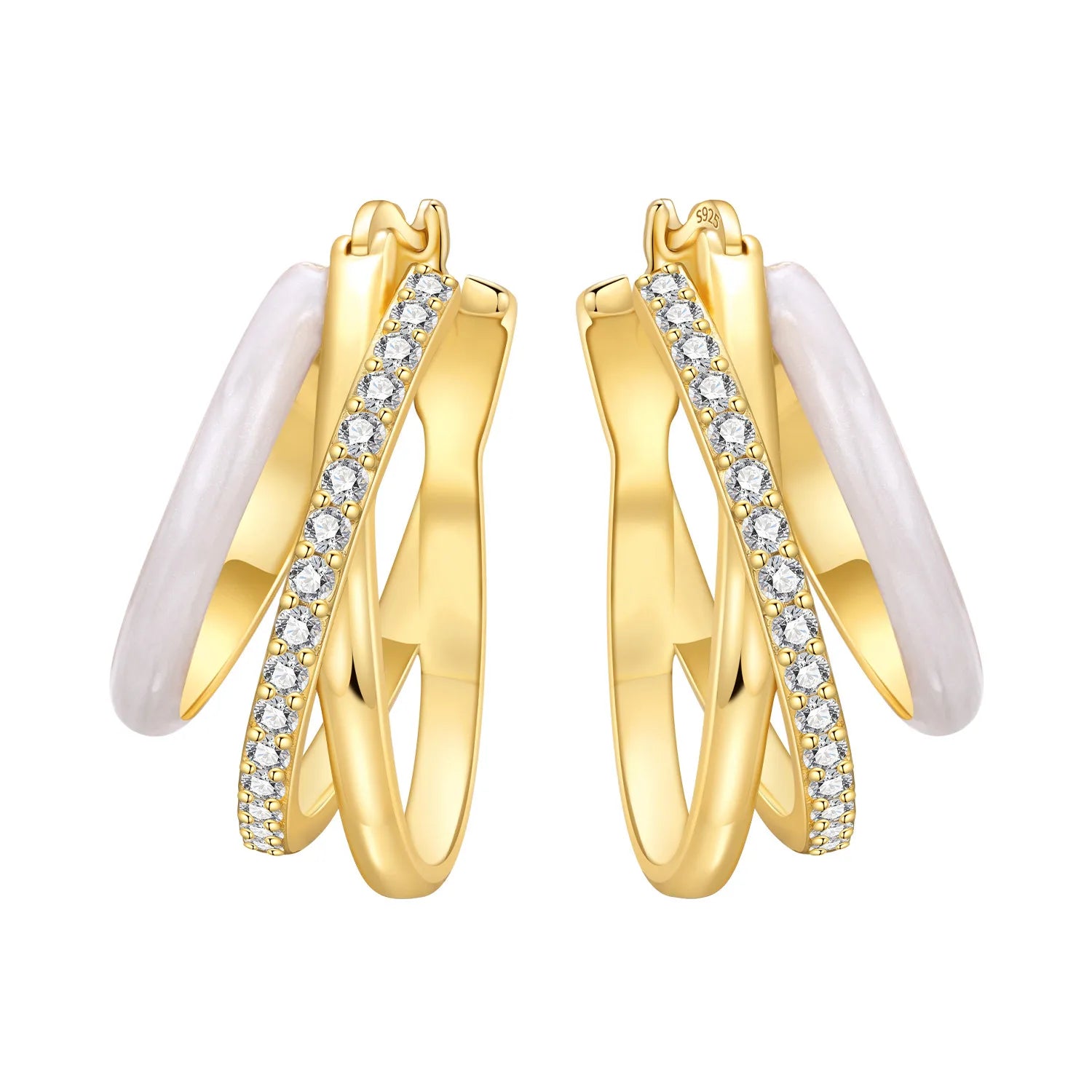 Orstarry S925 Sterling Silver 18k Gold Modern Square Earrings Hoop Earrings For Wom additional angle