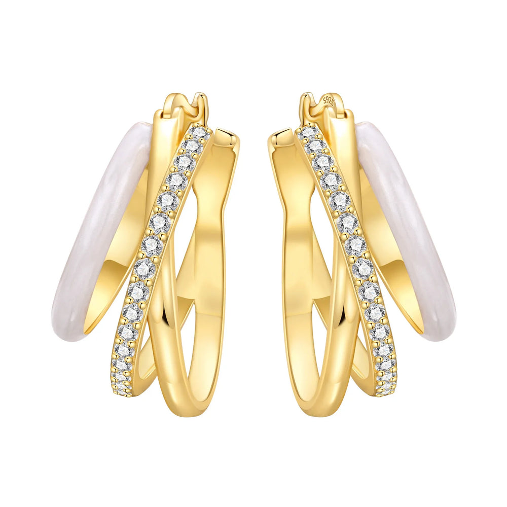Orstarry S925 Sterling Silver 18k Gold Modern Square Earrings Hoop Earrings For Wom additional angle