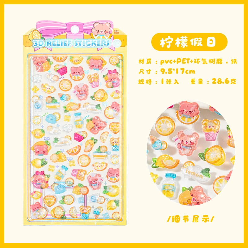 Mr.Paper 3D Relief Bead Stickers | Sweet Candy Party Series Kawaii Decor close-up view