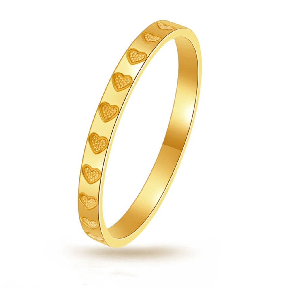 Golden Stainless Steel 2mm Heart Rings Women Size 5/6/7/8/9/10# Thin Finger Ring We additional angle