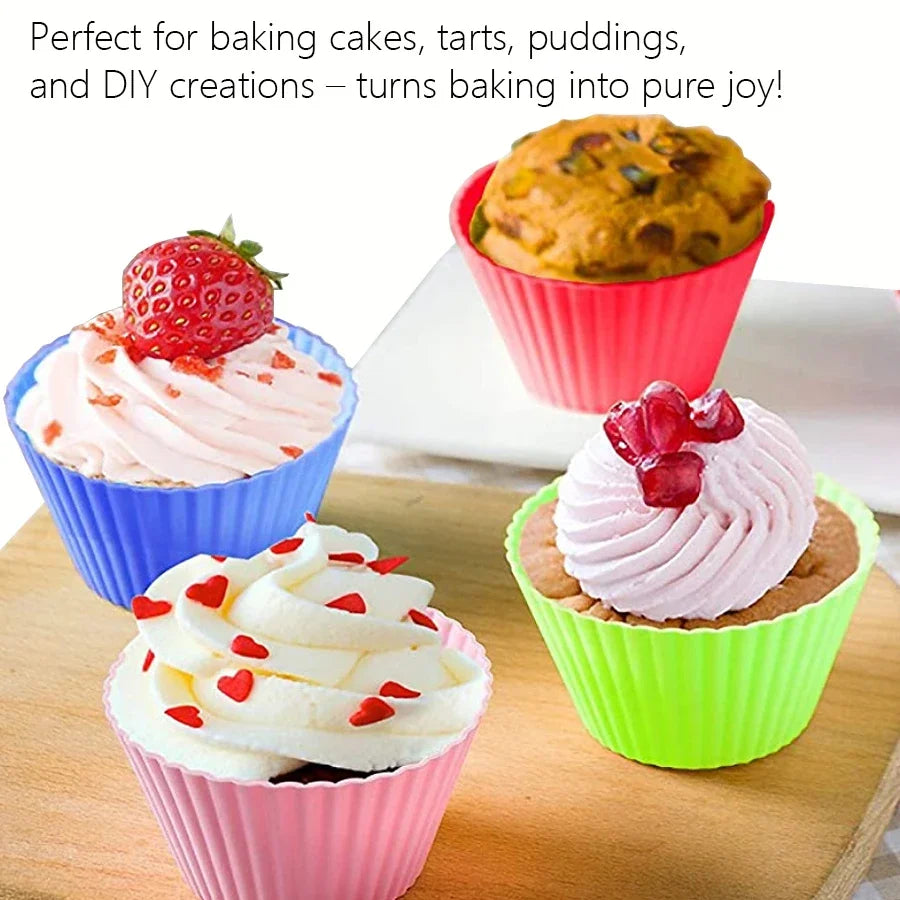 12Pcs Silicone Cup Cake Tool Bakeware Baking Mold Cupcake and Muffin for Cake Making lifestyle view