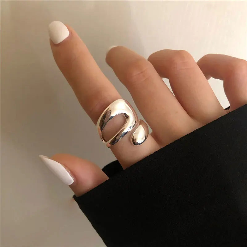 VENTFILLE 925 Sterling Silver Geometric Multilayer Round Bead Ring Female Fashion Punk close-up view
