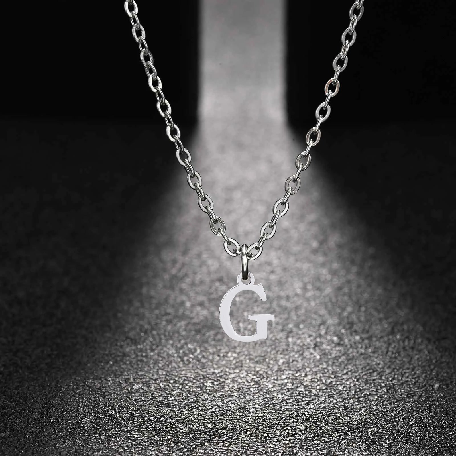 26 Letters A-Z Initial Pendant Necklaces for Women,Alphabet Pendant Rolo Chain Necklace, detail view