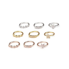 EVISPOL 3Pcs Fashion Zirconia Nose Rings for Women Adjustable Flower Hoop Rings Tragus C detail view