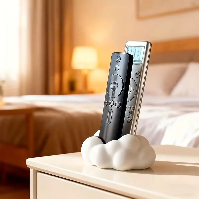Cute 3D Cloud-Shaped Remote Control Holder - Desktop Home Storage Organizer Stand for TV/Air Conditi