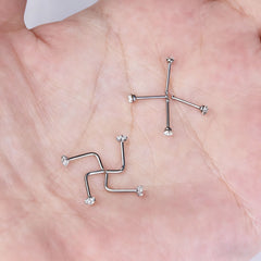 1/4/8PCS 20G 316L Stainless Steel Zircon Nose Piercing Stud for Women Men, L Shape Nose detail view