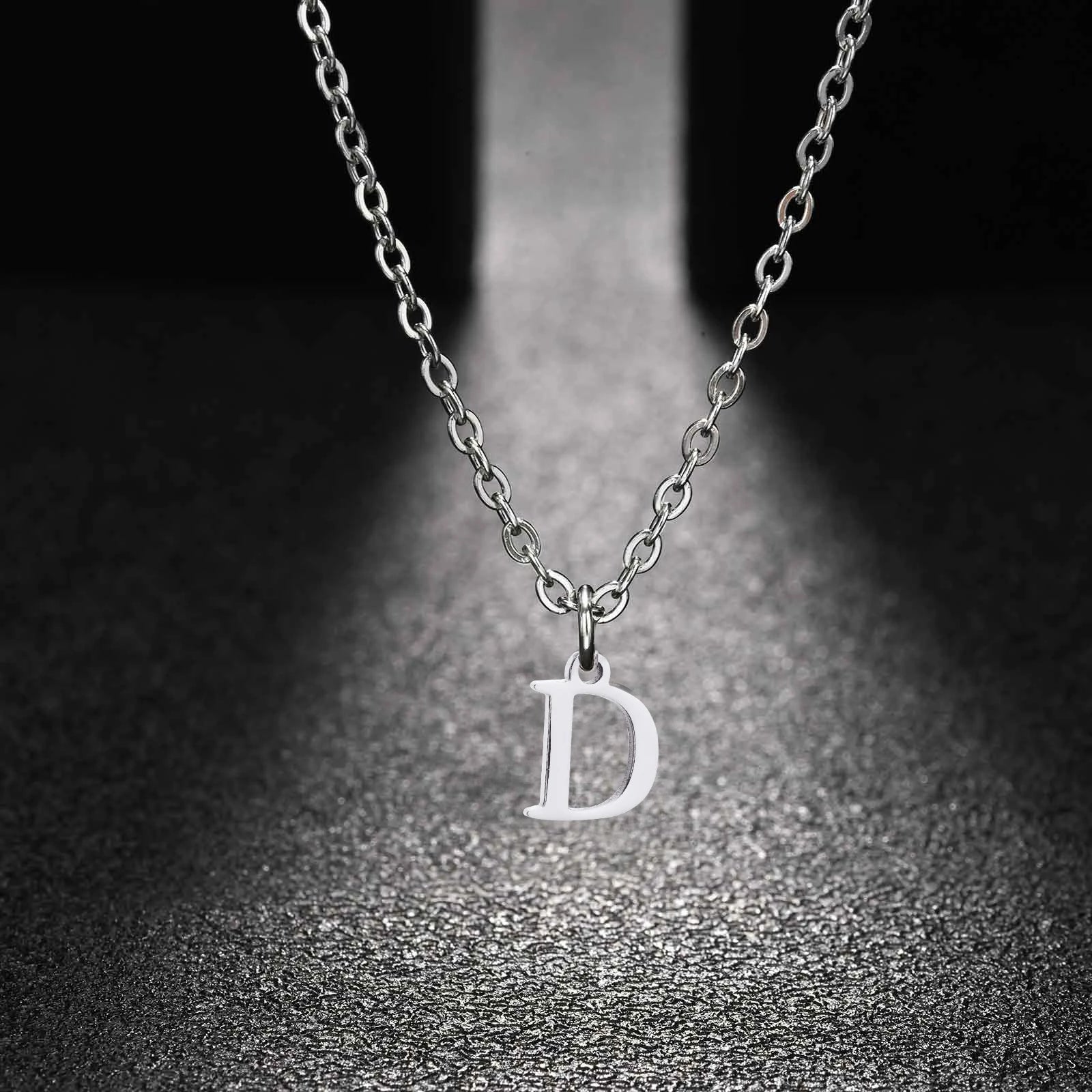 26 Letters A-Z Initial Pendant Necklaces for Women,Alphabet Pendant Rolo Chain Neck additional angle