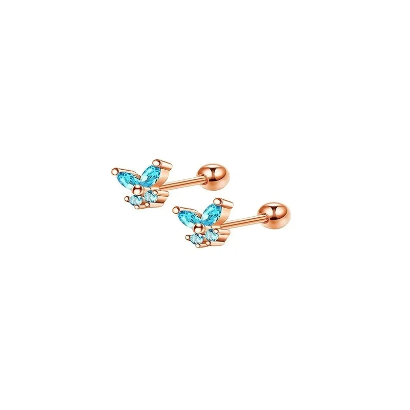 1/7Pairs Stainless Steel Unisex Cartilage Stud Earrings,Inlay Cubic Zirconia Hypoaller close-up view