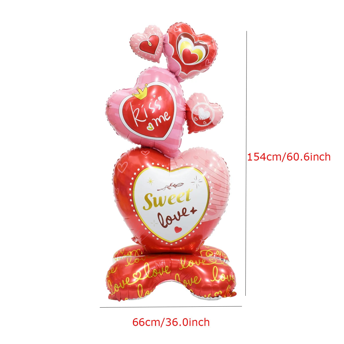 Heart to Heart Love Bear Balloon | Valentine's Day Decor with Stand additional angle