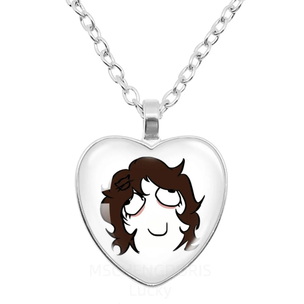 Rage Comic Necklace Derp Face Trollface Funny Meme Cartoon Glass Heart Shape Pendant alternate view