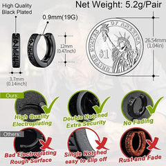 Viking Rune Hoop Earrings | Stainless Steel Norse Jewelry for Men and Women detail view