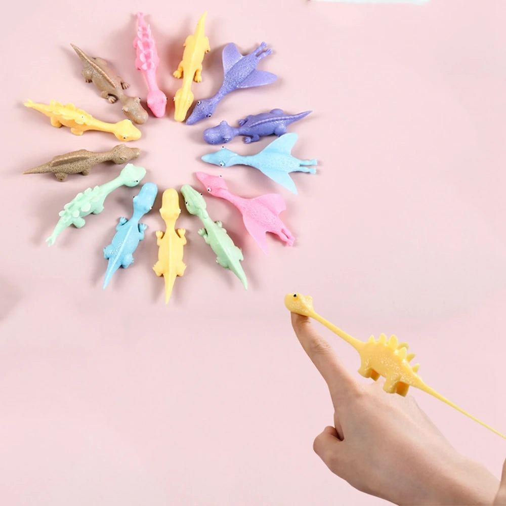 Sticky Squishy Rubber Flying Dinosaur Stress Relief Toys | 10-Pack Party Favors additional angle