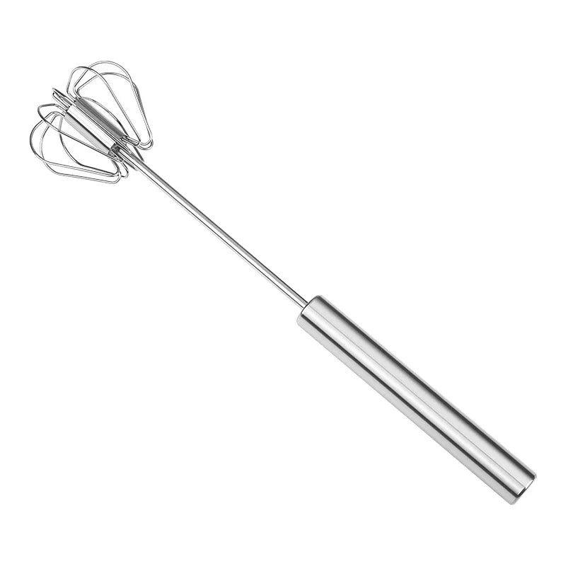 Stainless Steel Manual Egg Beater | Semi-Automatic Rotary Cream Blender for Baking additional angle