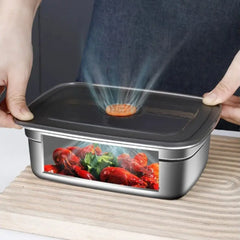Stainless Steel Camping Lunch Box | Large Capacity Leak Proof Food Storage Container close-up view