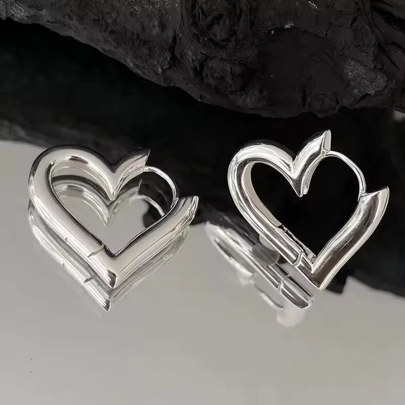 PANJBJ925 Sterling Silver Frosting Hoop Earrings For Women Texture Geometry Design Tr lifestyle view