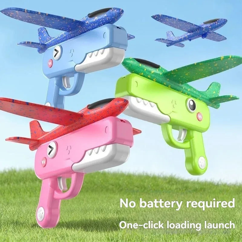 Foam Plane Launcher Toy | Outdoor Glider Flight Throw Gun for Kids additional angle