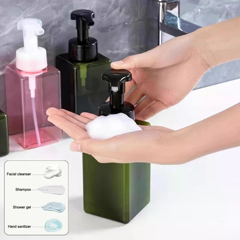 Portable Foam Soap Dispenser Manual Press Pump Bottle 250/450/650ml Foaming Liquid Shower Gel Contai