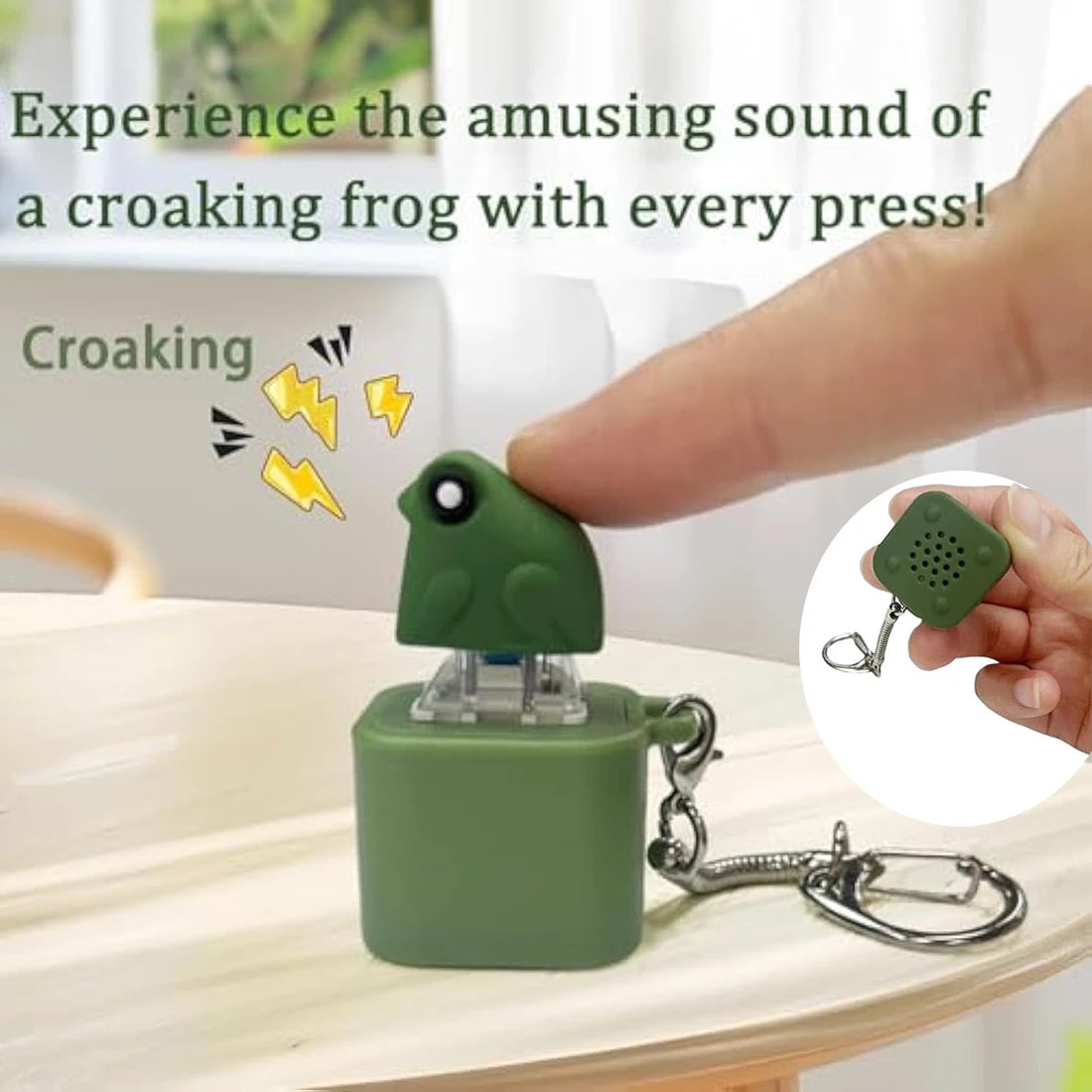 Croaking Frog Fidget Toy Keychain Rechargeable Frog Keychain with Sound & LED Lights, Fu detail view