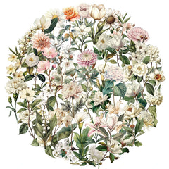 50PCS Transparent Vintage Floral Stickers | Nature Plant Flower Scrapbook Decals alternate view
