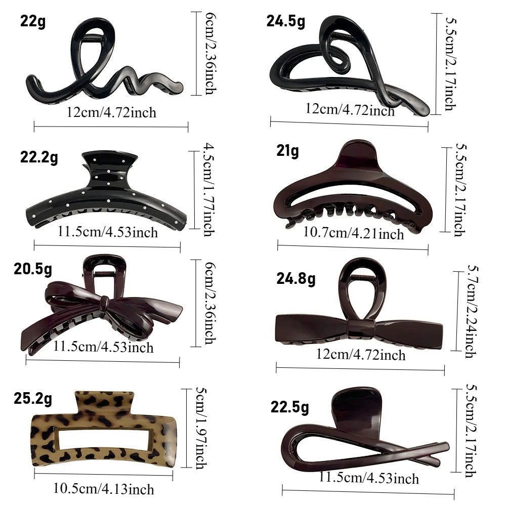 2pcs/set Hair Claw Clips for Women Girls Heart Bow Dots Leopard Large Small Crab Hair alternate view