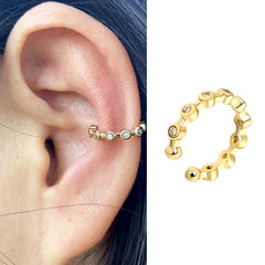 Geometric Rainbow CZ Cuff Clip On Earrings for Women