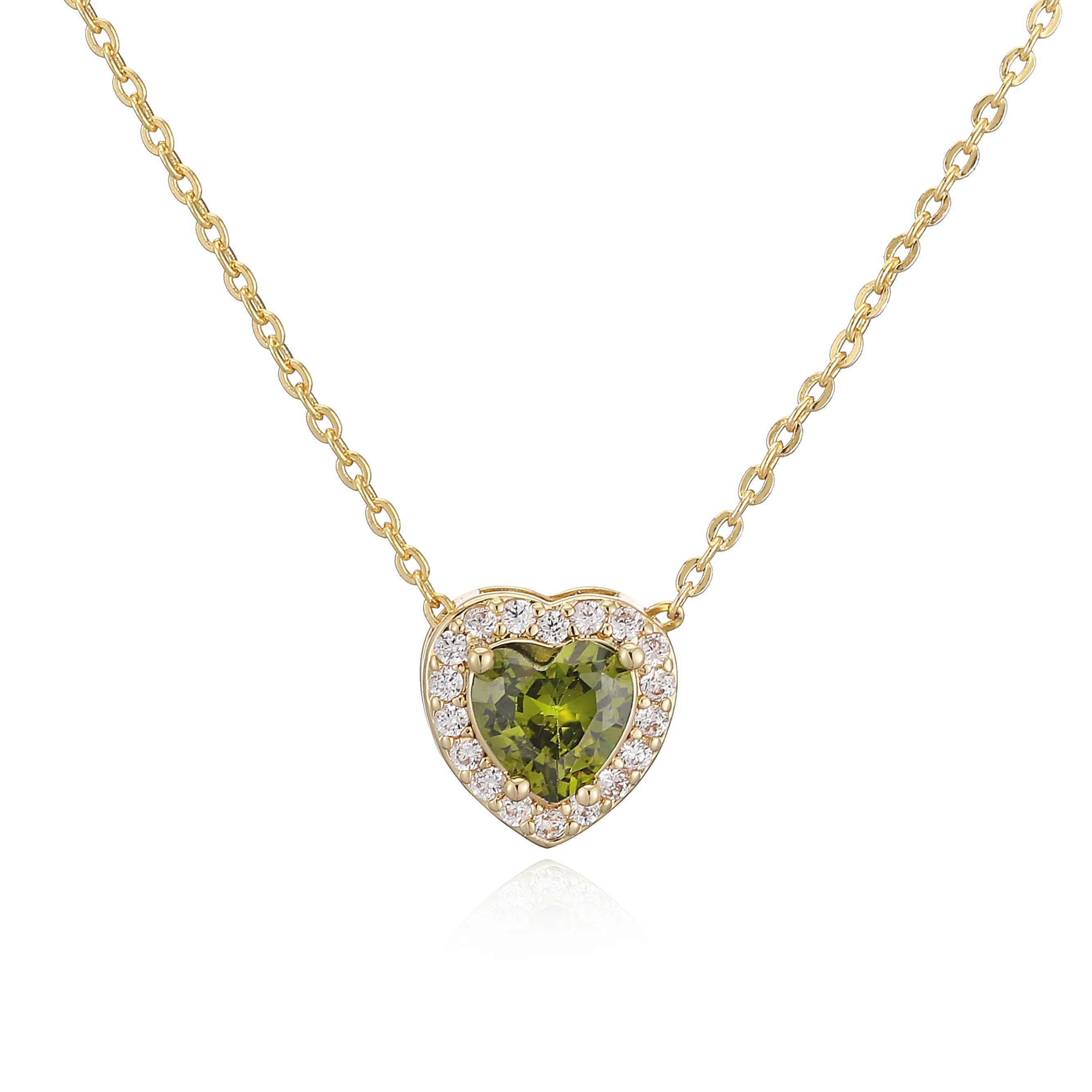 HECHENG Luxury Colored Crystal Heart Pendant Ocean Heart Necklace Brass Golden Plated alternate view