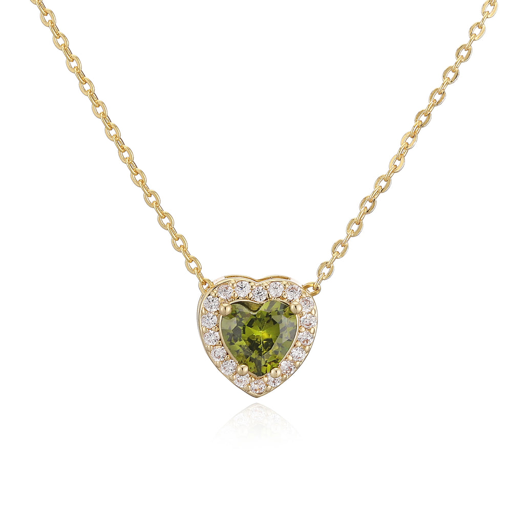 HECHENG Luxury Colored Crystal Heart Pendant Ocean Heart Necklace Brass Golden Plated alternate view