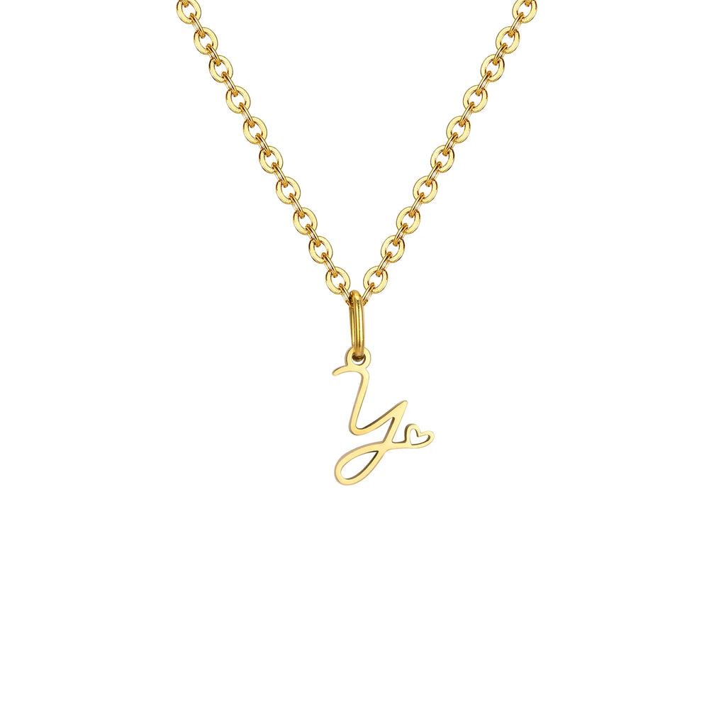 Dainty Heart Initial Necklace for Women, Gold Plated A-Z Letter Pendant, Waterproof Stai detail view