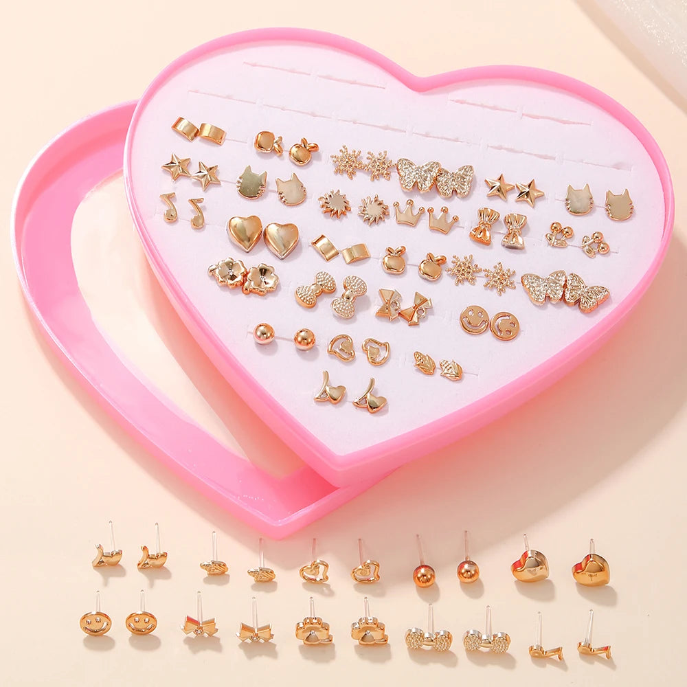 36 Pairs Cute Stud Earrings Assorted Snowflakes Cat Butterfly | Fashion Jewelry Gift alternate view