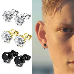 1/15Pairs Punk Cool Gothic Stainless Steel Stud Earrings Set for Men Women,Fashion Tr alternate view