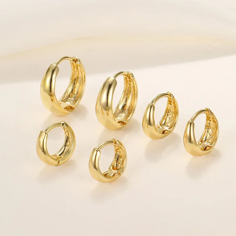 3/6Pcs/Set Fashion Gold Color Huggie Hoop Earrings for Women Men Minimalist Metal Small Circle Round Earrings Jewelry Gifts