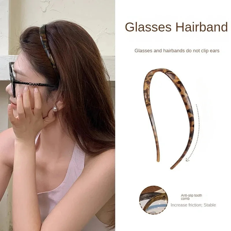 Vintage Sunglasses Frame Shape Hairbands Print Acrylic Thin Hair Hoop Anti-slip Sim additional angle