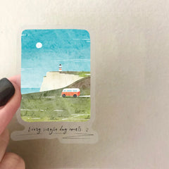 50PCS Transparent Mountain and Sea Painting Stickers | Waterproof Clear PET for Scrapboo detail view