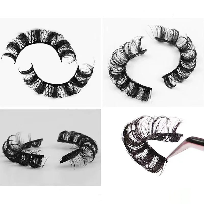 Simple Application Dramatic Russian 3D Mink Strip Lashes 10 Pairs Fake Eyelashes For Mak detail view
