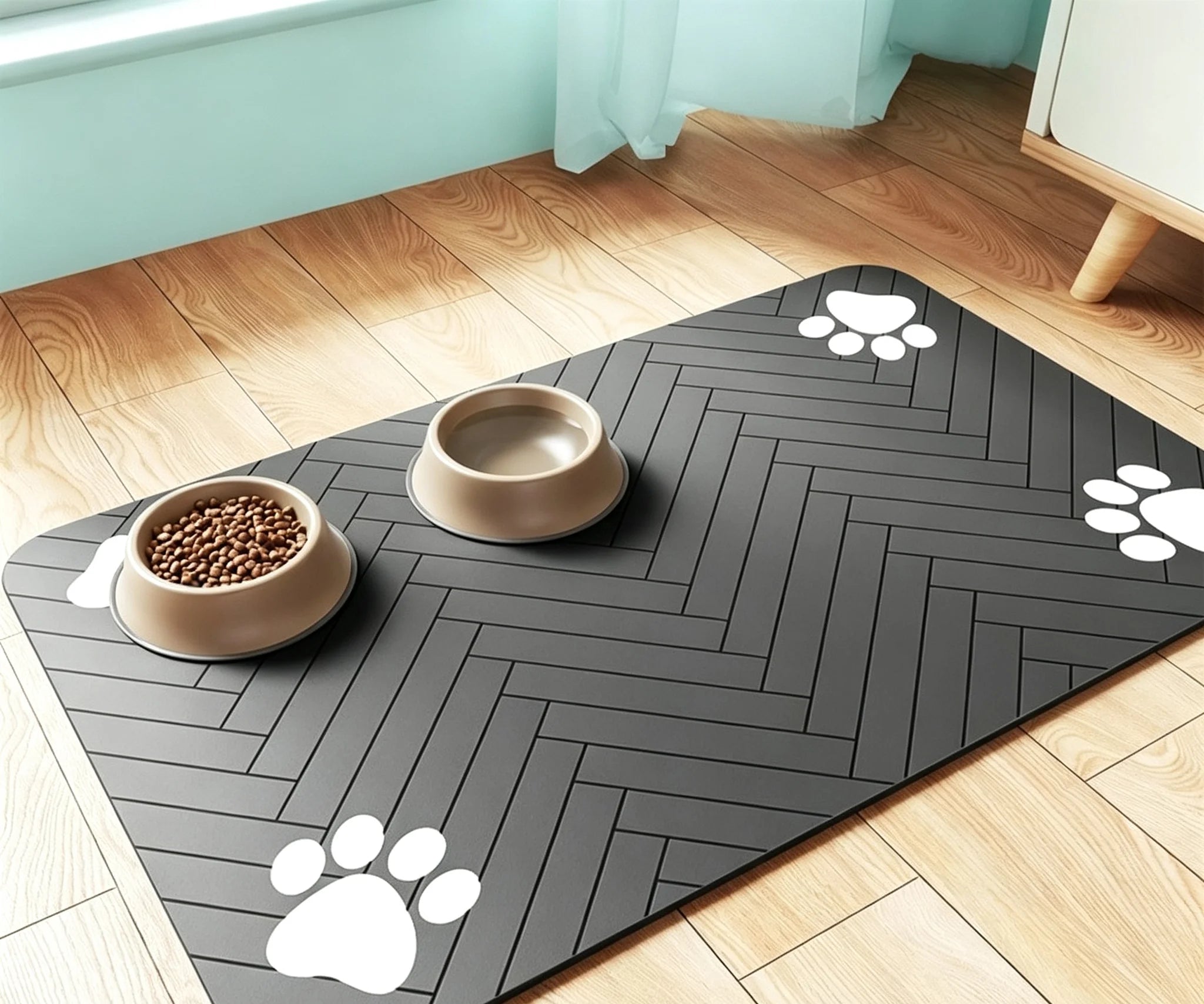 1pc Pet Stain-Resistant, Easy-To-Wash, Splash-Proof Mat close-up view