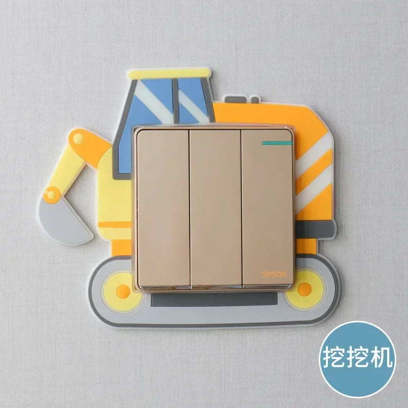 Luminous Silicone Switch Cover | Kawaii Cartoon Animal 3D Sticker for Kids Room lifestyle view