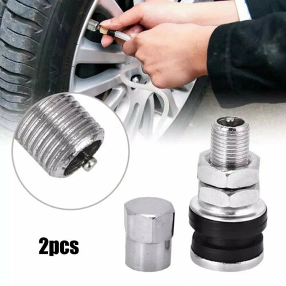 Silver Short Tire Valve Stems 2-Pack detail view
