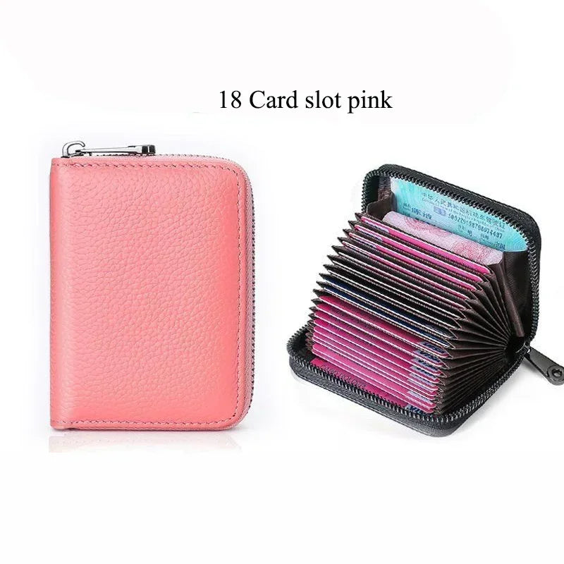 Business Card Holder Wallet | PU Leather Credit Card Case with Zipper Closure additional angle