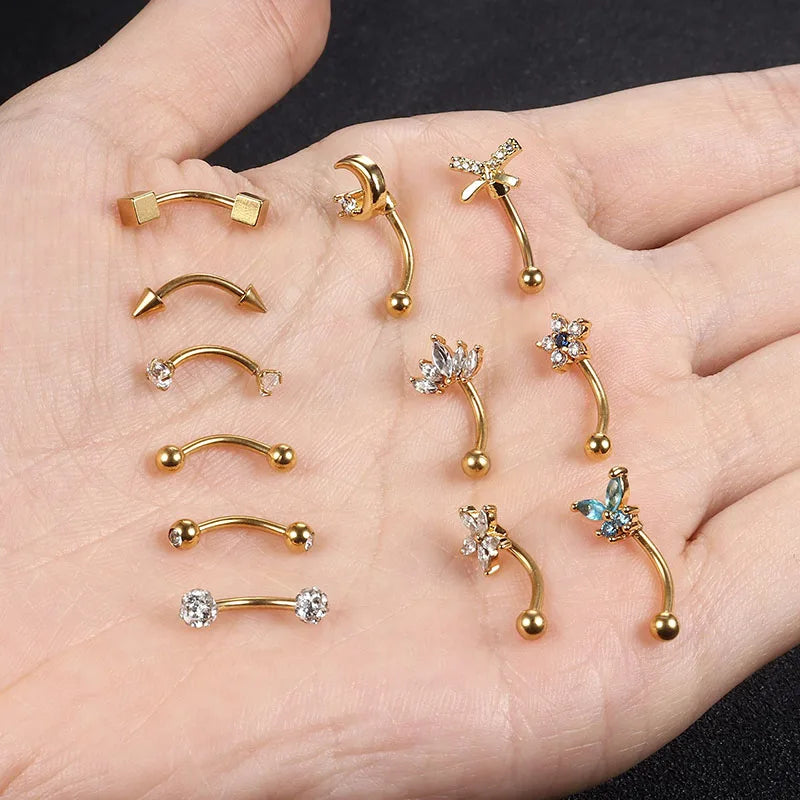 1/11Pcs 16G Eyebrow Rings for Women, Curved Barbell Belly Lip Rings Cartilage Daith E lifestyle view