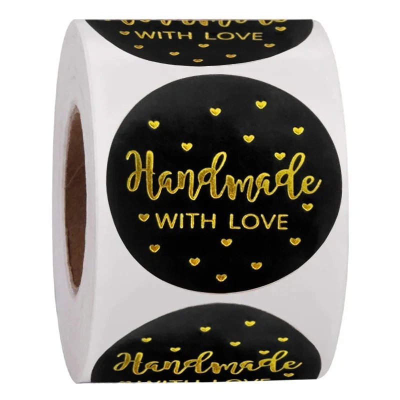 500pcs handmade with Love Stickers Baking label wedding sticker party label decoration close-up view
