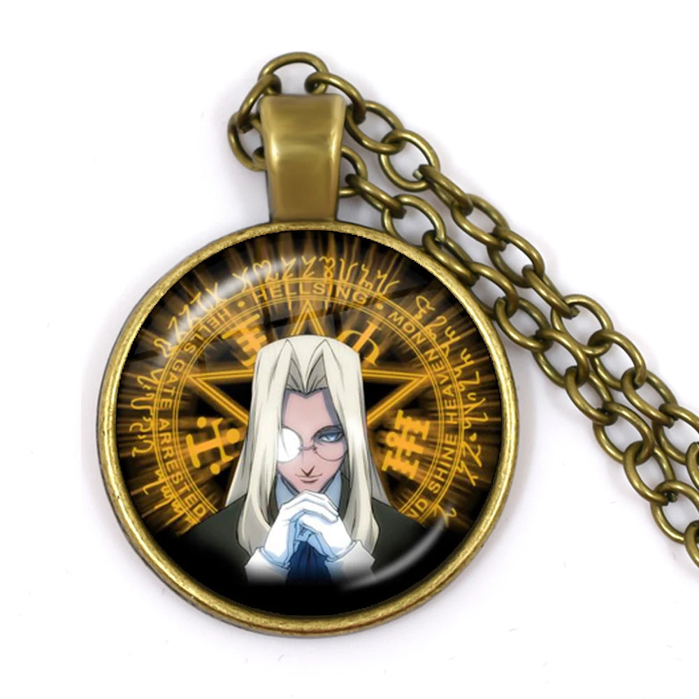 Hellsing Alucard Pentagram Pendant Necklace 25mm Glass Cabochon Pentagram Statement additional angle