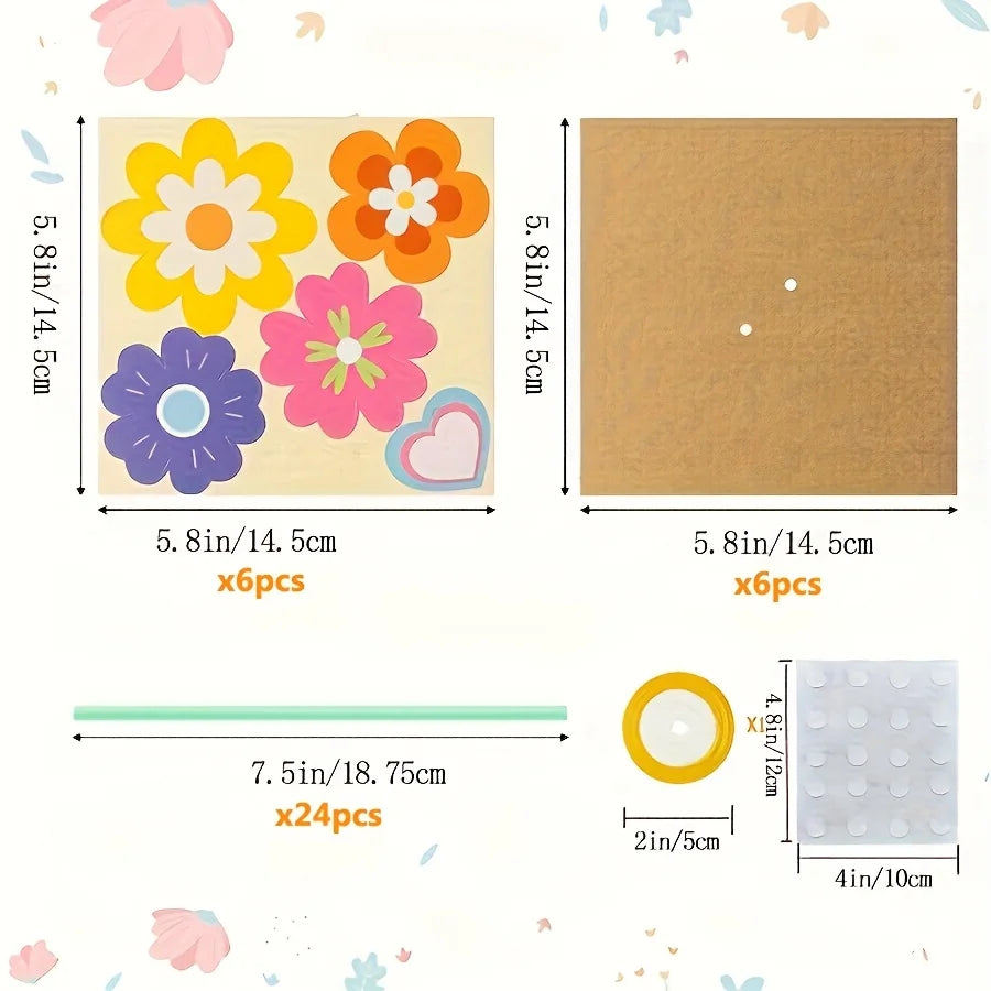 DIY Sunflower Bouquet Kit | 24pcs Paper Flowers with Cards and Ribbon alternate view