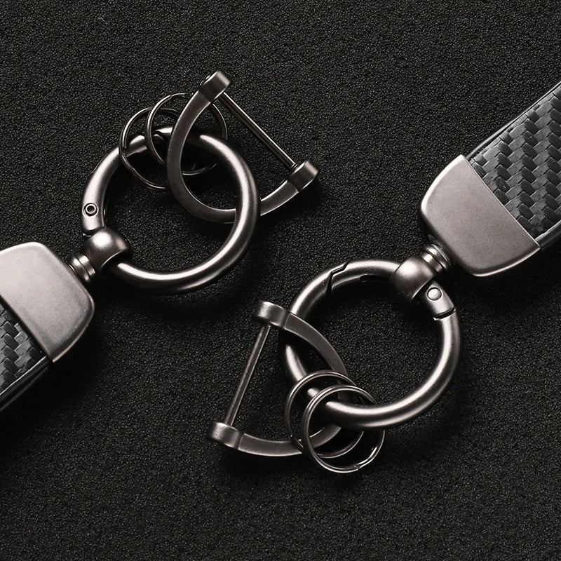 Kawasaki Carbon Fiber Keychain | Microfiber Leather Key Ring for Z400 Z900 Z800 Z750 Z10 detail view