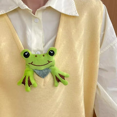 1pcs Hair Circle Girl Frog Plush Green Hair Circle Bun Cute Funny Hair Band Elastic Sc close-up view