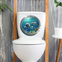 Classic 3D Sea World Dolphin Toilet Stickers | Self-Adhesive Waterproof Decor alternate view