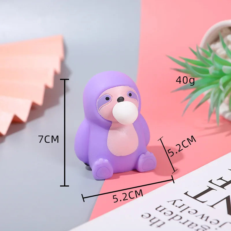 Animal Cute Anti-Stress Ball Decompression Cute sloth blowing bubbles Toys Abraact So alternate view
