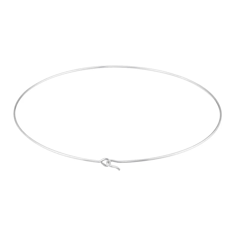 316L Stainless Steel Heart Round Adjustable Collar Women's Necklace Simple Open Neck Met detail view